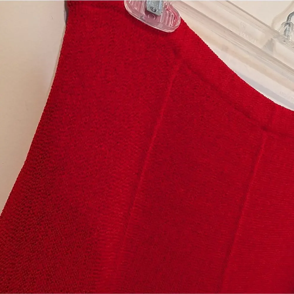 Vintage Red Pleated Sweater Skirt Size Large